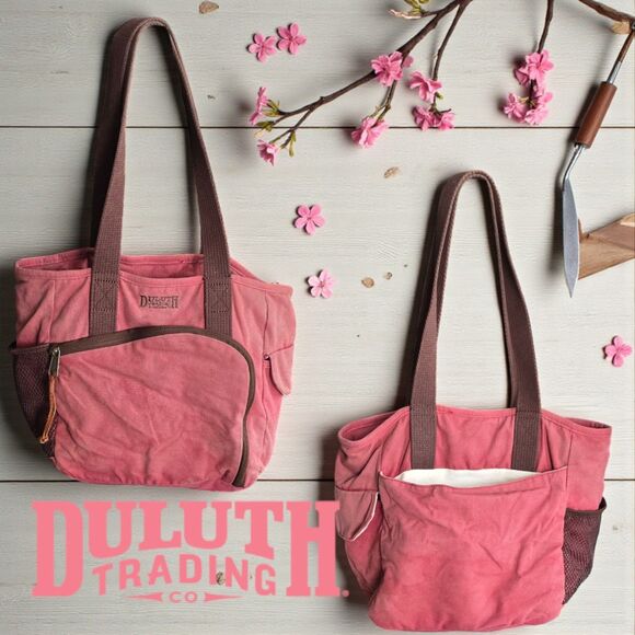 Duluth Trading Company Handbag Tote Shoulder Faded Red Canvas Vintage 90s - Picture 7 of 7